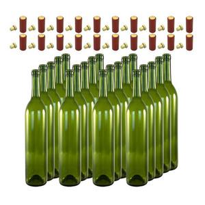 750ml미리 와인병(진녹)+코르크마개+열수축필름 20개/더치커피/다크그린/공 빈병/유리/박스 대량구매