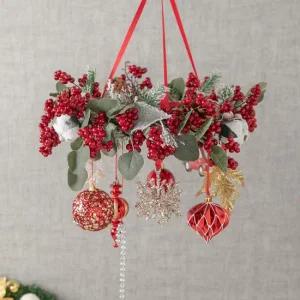 크리스마스 가랜드 벽장식 베리 다이아 샹들리에 40cm 벽걸이 천장 모빌 소품 데코 리스 선물 파티 꾸미기