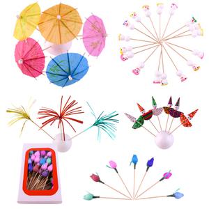 대나무 칵테일꼬지 장식 모양 데코용 과일꽂이 1박스