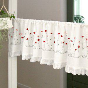[기타]프랑스 꽃 자수 레이스 바란스/주방 창문 가리개 커튼/유럽 프릴 자수/면펀칭