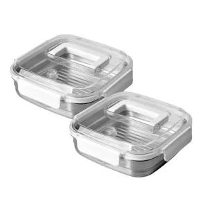 글라스락 셰프토프 클린숨 스텐밀폐용기 화이트 핸디 2130ml 2조