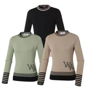 [와이드앵글](광주신세계)WWU22K41 여성 스트라이프 긴팔 니트 티셔츠