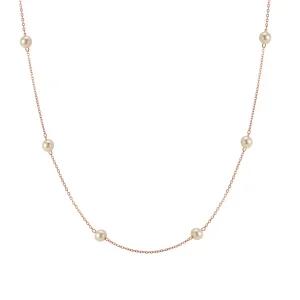 14K 목걸이 레이어드 4mm 진주 체인