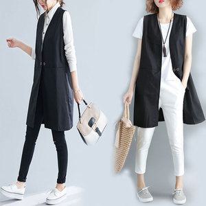 [나코디] 빅사이즈여성조끼 롱베스트 린넨조끼/VE-1101