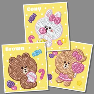 DIY 보석십자수 스위트 미니 브라운 10x11cm 스티커형 비즈