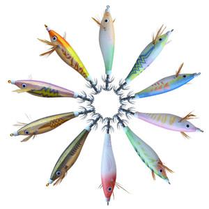 로얄피쉬 테일다운 8cm 미니에기 혼합 10종, 10개입 세트 , 1개