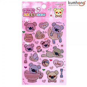 [제이큐]금홍팬시 스티커 반짝반짝 도트곰돌이 X ( 5매입 )