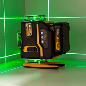 4D 16라인 그린 레이저레벨기 수평기 12V 배터리 2개 세트