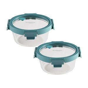 코렐 스냅웨어 네이쳐스냅 유리 밀폐용기 원형 650ml, 블루그린, 2개