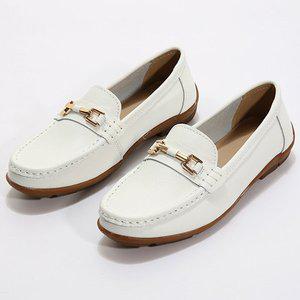 [더힐][더힐슈즈] 가죽 스퀘어체인 여성 여자 로퍼 플랫슈즈 단화 2cm/3color sjlux-3853