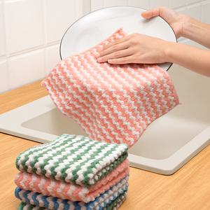 (코어무역) 빨아쓰는 양면 요술행주 극세사 물결 무늬 만능행주 5p세트 색상랜덤 30x30cm