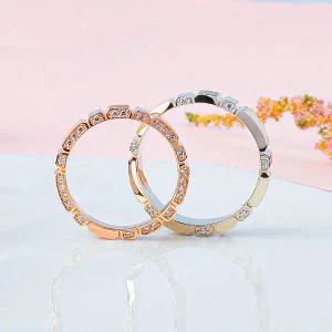 [샤밍주얼리]무광 원바이원 톱니 큐빅 커플링 14K 18K 기념일 선물 반지