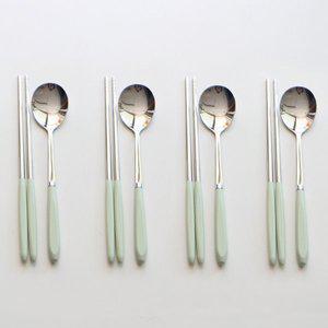 [하우스홈]루드 파스텔 수저 젓가락 4인세트 [그래스그린4P]