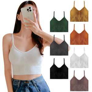 1개+1개 편한 골지 크롭 브라렛 노와이어 스포츠브라 브라탑 여성 속옷