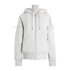 [롯데백화점]무스너클 23FW 여성 M33LS636 1113 버니 퍼 로고 패치 후드 집업 자켓 그레이