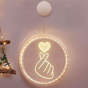 이벤트조명 윈도우 3D 착시 LED 장식전구(손하트) 수면등 줄조명