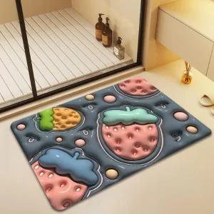 3D 입체 딸기 욕실 화장실 감성 디자인 인테리어 집들이선물 규조토 발매트 40x60