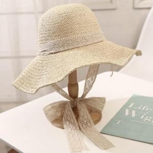 [OFKN6R58]릴리안 리본 비치모자 여름 여성 밀짚모자