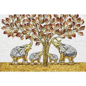 [OFM65R70]코끼리 나무  패브릭  보석십자수 40x60