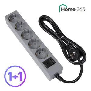 [홈365] 국산 과부하차단 멀티탭 5구 1.5m 2개 그레이 블랙