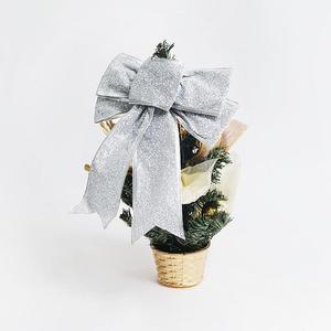 [OFLP955O]트리 장식 리본 24cm 실버