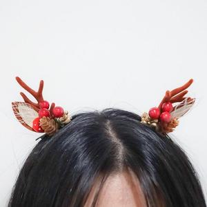 [OFLP95R1]루돌프 사슴 머리핀 2EA 1SET 솔방울