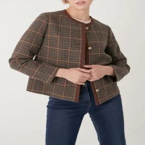 [올리비아로렌] 콤비 배색 체크 자켓VVCFU3F8271