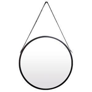 [RG74NS18]IG7343 메탈 가죽 원형 벽거울 블랙 36 5cm