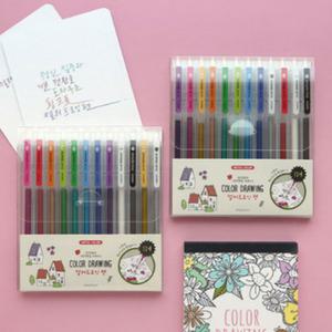 펄 컬러드로잉 펜 12색 반짝이 유성 볼펜