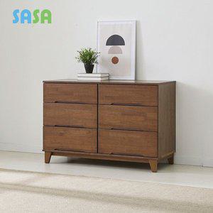 [SASA]사사가구 시에라 고무나무원목 6칸 3단와이드 서랍장