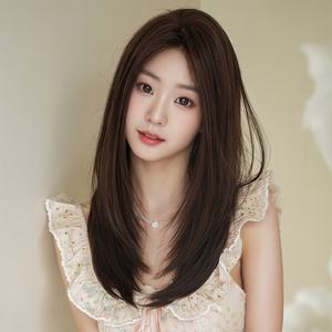 키라비 가발 여성 수제 통가발 레이어드컷 가르마 스트레이트 긴머리 60cm SZ2074