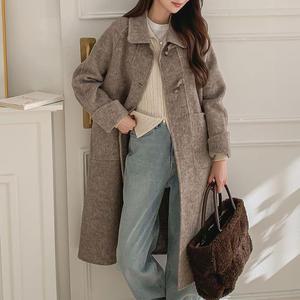 여자 더블포켓 울 떡볶이코트 라글란 롱코트