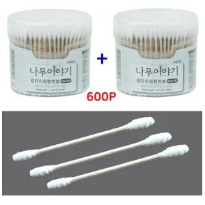 (600P) 나무이야기 원형 원터치 회오리 면봉 목욕용품/위생/귀이개/귀후비개/일회용/귀청소/귀파개/원통