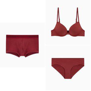 [Calvin Klein Underwear](본점)(선물포장)CK 미니멀리스트 푸쉬업브래지어+힙스터+남성 토널 로고 마이...