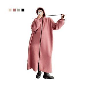 24FW 보송 니트 롱 후드 집업 빅사이즈 맥시기장 포켓 앞트임 아우터 데일리