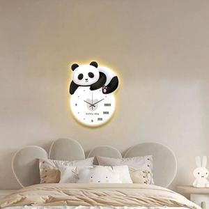 귀여운 팬더 램프시계 아날로그 아이방 홈데코 벽시계