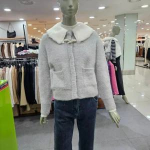 시슬리/애플아울렛/퍼 카라 토클 니트 가디건 SAKC42361