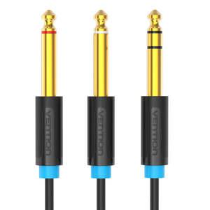 벤션 스테레오 5.5 TRS to 5.5 TS 모노 오디오 Y 케이블 1m BATBF