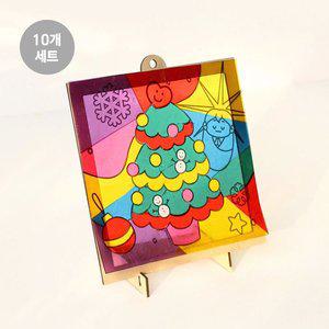 [더담고]크리스마스 트리 명화 액자 썬캐쳐 만들기 10개 ( 우드공예 겨울 재료 미술 키트 방꾸미기 )