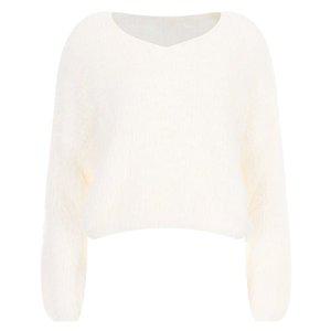 [신세계라이브쇼핑][샵앤] 여성 겨울 방한 V넥 앙고라 털 니트 티셔츠 EAN-WKN-20169-아이보리