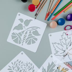플라워 스텐실도안 세트 (36매) 컬러링 스탠실 도안 옷 천 염색 한지공예 테이블보제작 어르신 시니어 체험