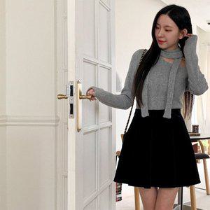 [기타]플레어 미니스커트 벨벳치마 코튼 연말룩 겨울