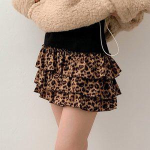 [입꼬]오사카 레오파드 하이웨스트  프릴 캉캉 미니스커트2color