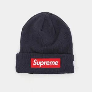 슈프림 패치로고 뉴에라 박스로고 공용 비니 FW24BN13 NAVY