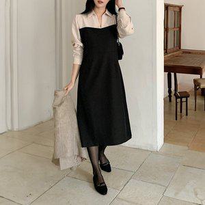 [공구우먼] [2가지기장] 프로디 셔츠 배색 원피스 79974 빅사이즈여성의류