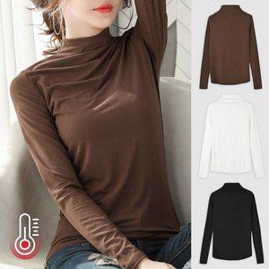 [어나더뷰]1+1 쫀쫀 속기모 반폴라 티셔츠 반목 목폴라 긴팔티 2399