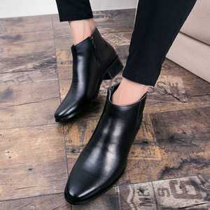 남성 앵글부츠 반부츠 결혼식 구두 웨스턴 키높이 남자 웨딩 정장 블랙