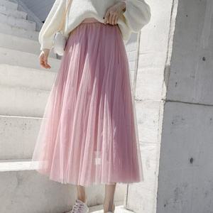 여성 발레리나 롱스커트 밴딩 쉬폰 스커트 샤스커트