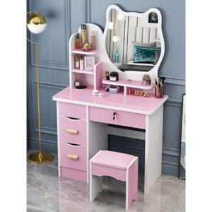 핑크화장대 여학생화장대 공주 메이크업 미러 주니어 원목 이쁜