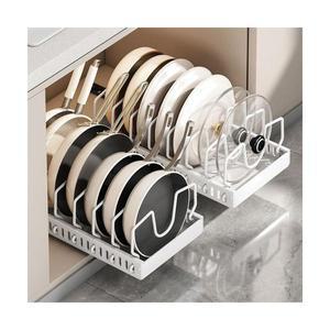 슬라이딩 후라이팬 정리대 프라이팬 선반 정리함 냄비 접시 뚜껑 덮개 보관함